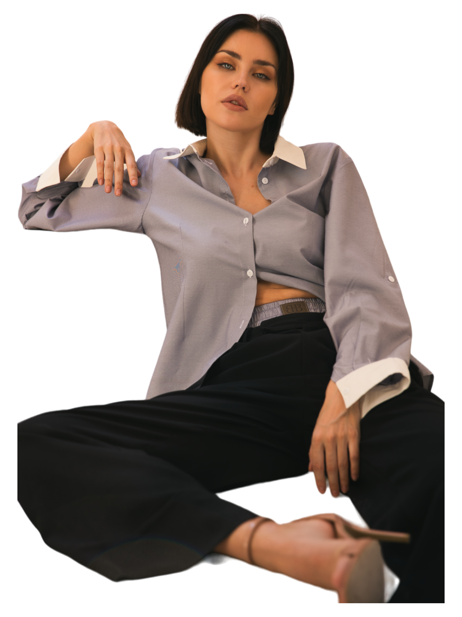 Elegant Shirt With White Collar & Cuff